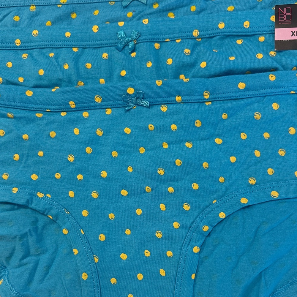 Blue Hipster Panties with Yellow Polka Dots Set of 3 XL - Picture 2 of 4